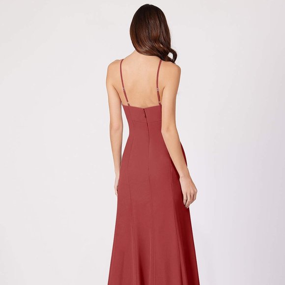 AZAZIE NWT UnalteredLivy Mermaid Chiffon Floor-Length Dress in RUST size 2 or A2 - Picture 3 of 7